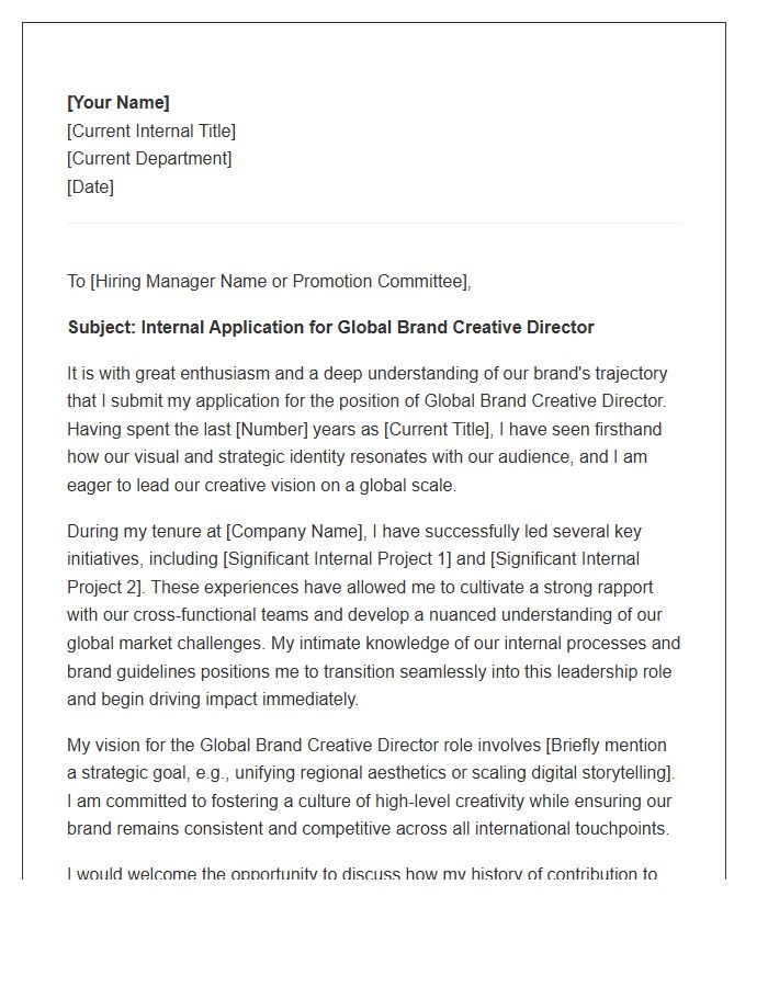 Global Brand Creative Director Internal Promotion Cover Letter Template