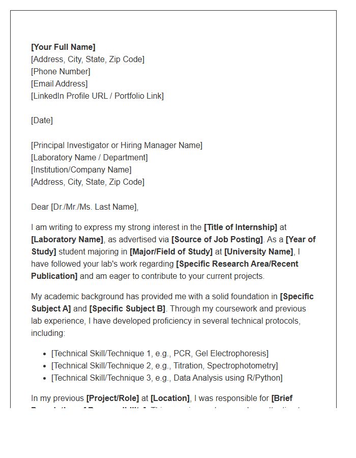 Scientific Lab Internship Cover Letter Template