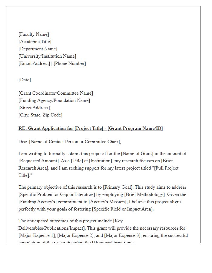 Academic Faculty Research Grant Cover Letter Template