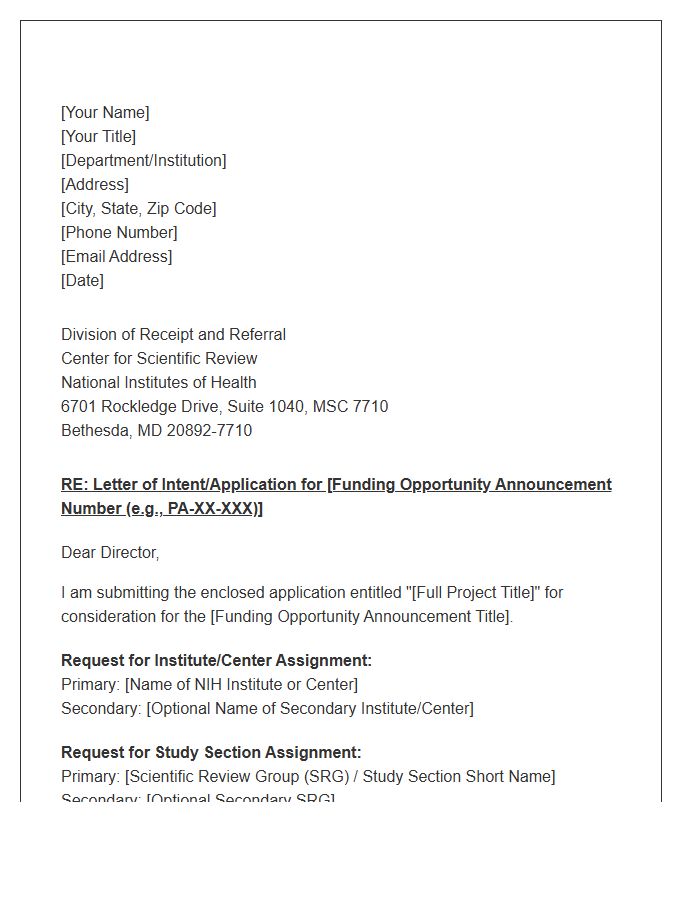 National Institutes Of Health Grant Cover Letter Template