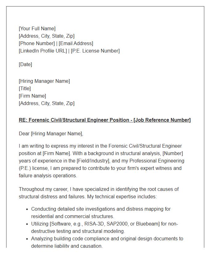 Forensic Civil Structural Engineer Cover Letter Template