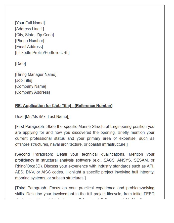 Marine Structural Engineering Cover Letter Template
