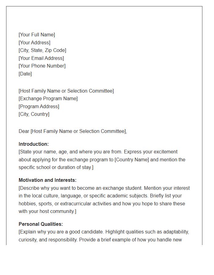 High School Exchange Student Cover Letter Template
