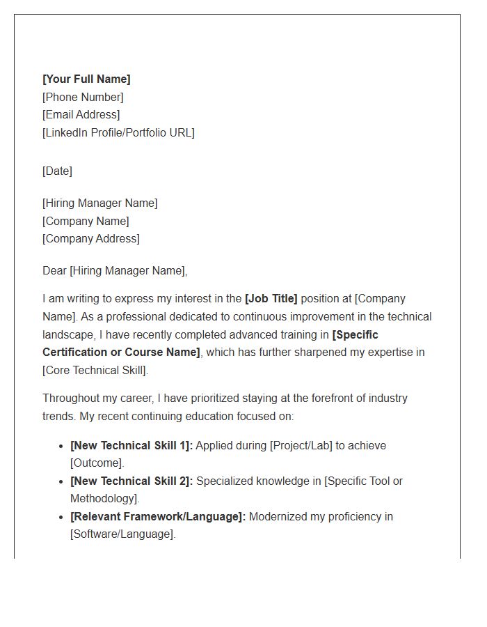 Technical Skills Continuing Education Cover Letter Template