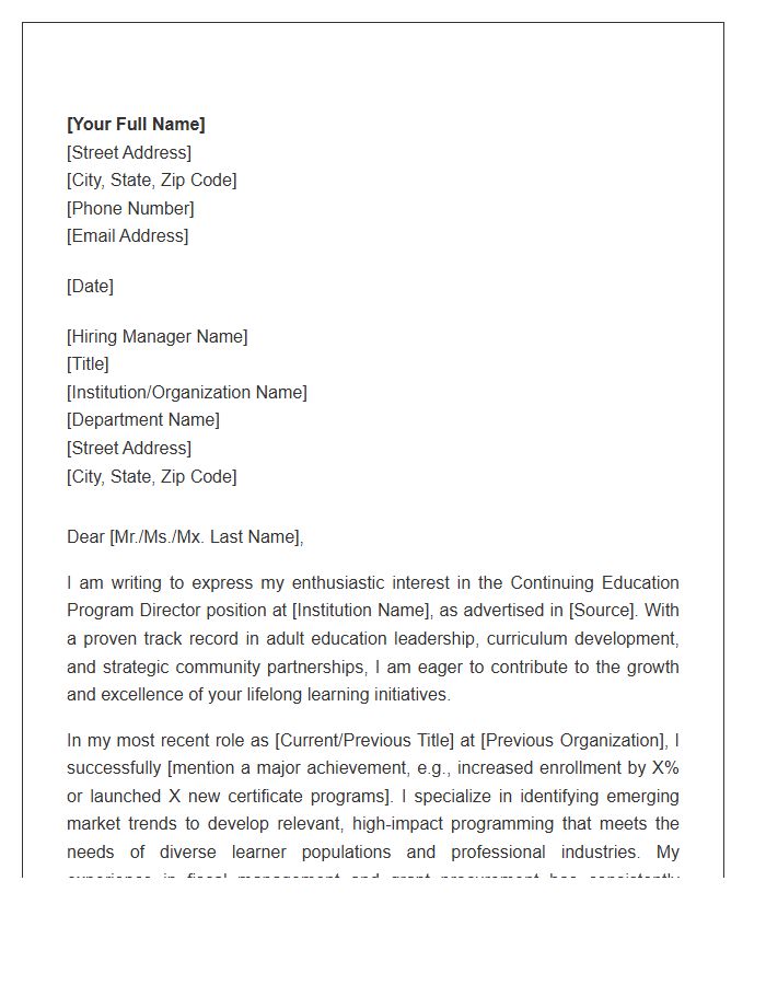 Continuing Education Program Director Cover Letter Template