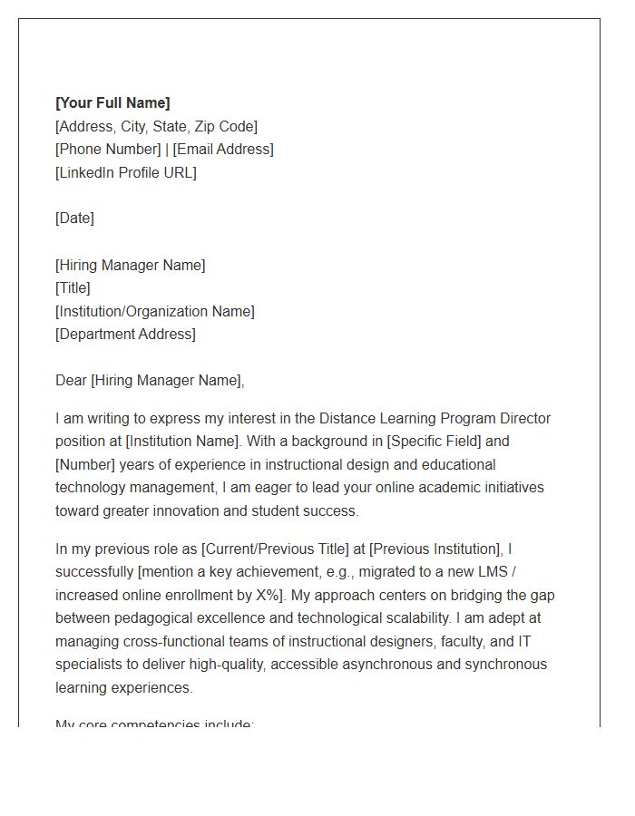 Distance Learning Program Director Cover Letter Template