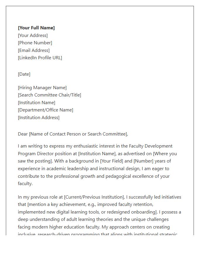 Faculty Development Program Director Cover Letter Template