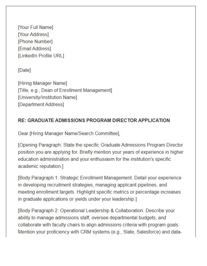 Graduate Admissions Program Director Cover Letter Template