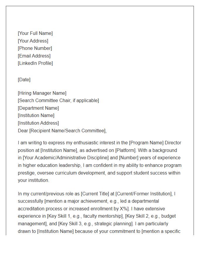 Higher Education Program Director Cover Letter Template