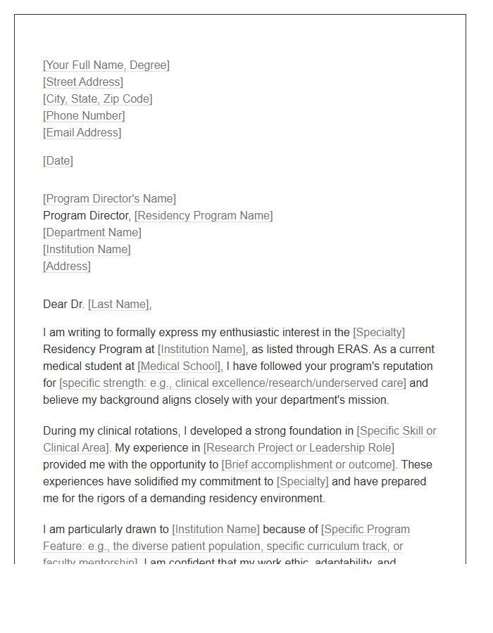 Medical Residency Program Director Cover Letter Template