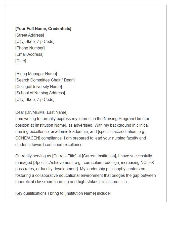 Nursing School Program Director Cover Letter Template