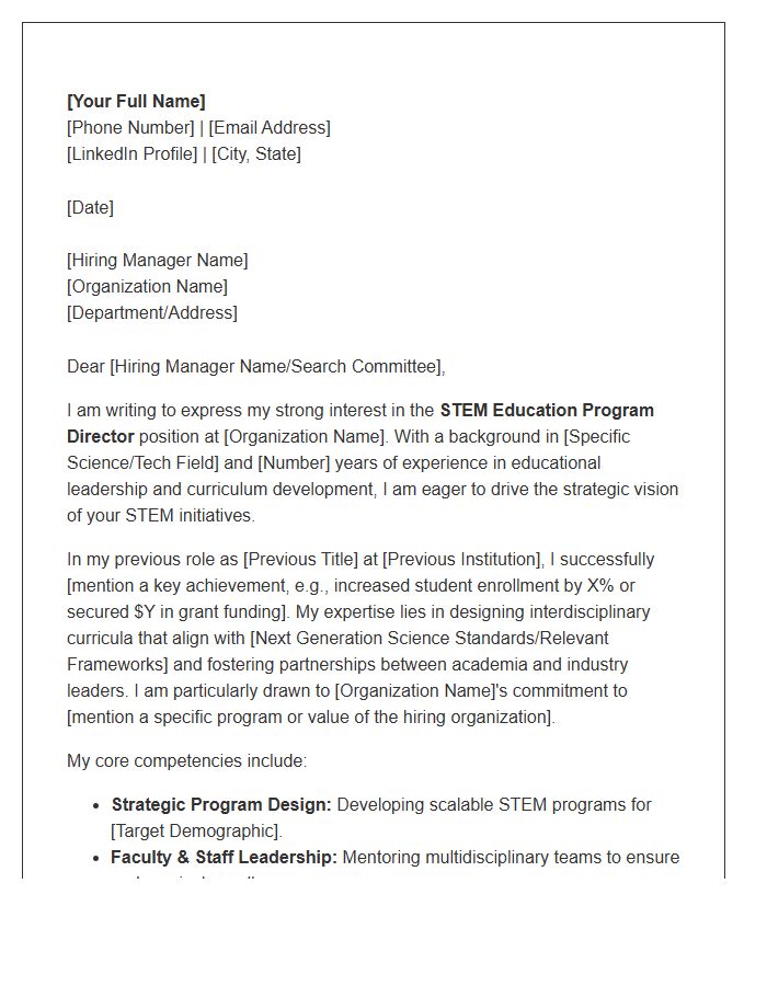 STEM Education Program Director Cover Letter Template