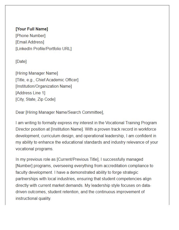 Vocational Training Program Director Cover Letter Template