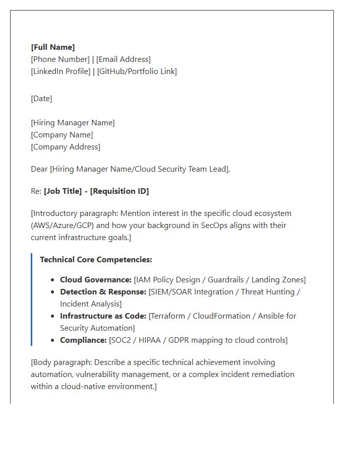 Cloud Security Operations Technical Cover Letter Template