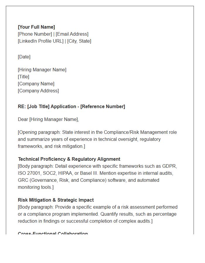 Compliance And Risk Management Technical Cover Letter Template