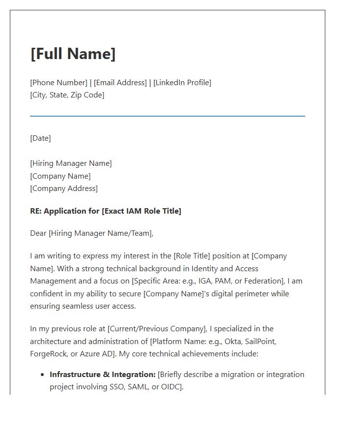 Identity And Access Management Technical Cover Letter Template