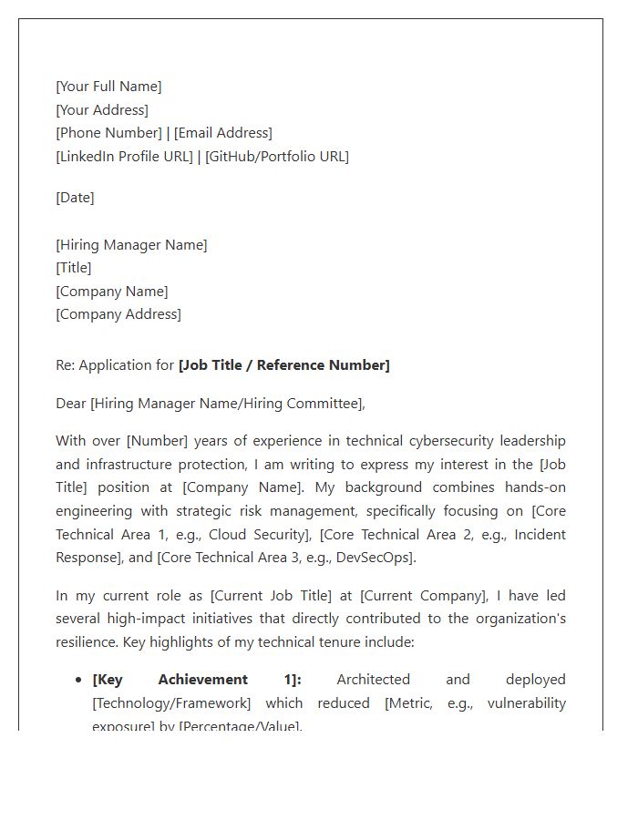 Senior Information Security Technical Cover Letter Template