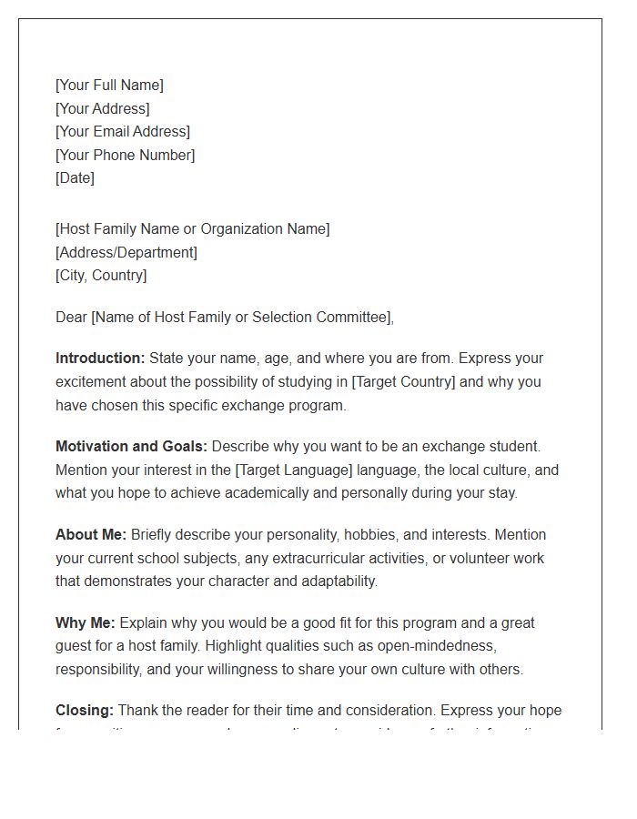 Foreign Language Exchange Student Cover Letter Template