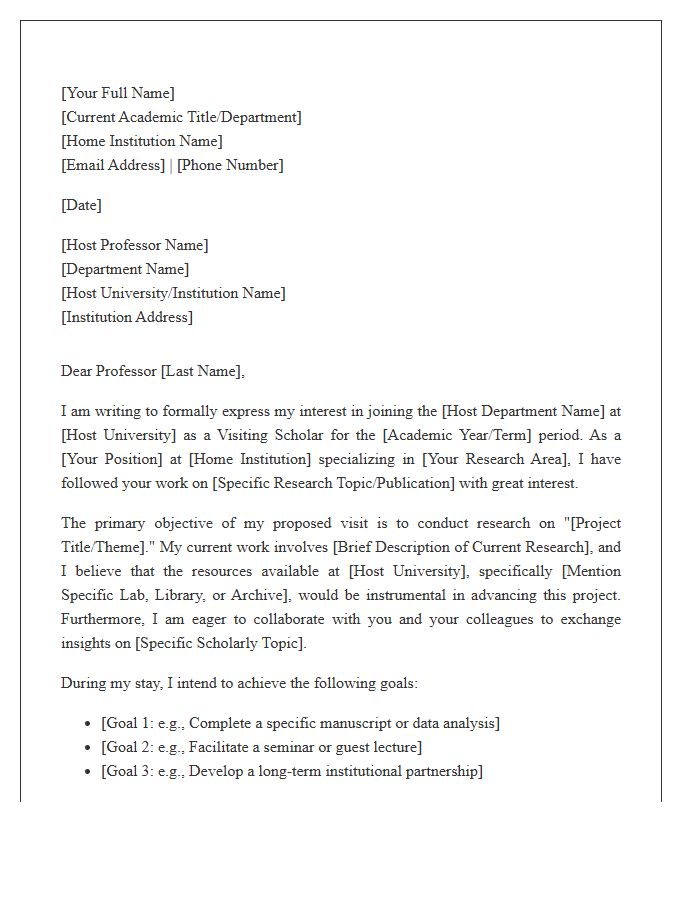 Academic Exchange Visiting Scholar Cover Letter Template
