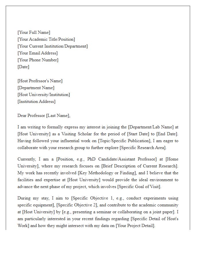 Academic Research Visiting Scholar Cover Letter Template