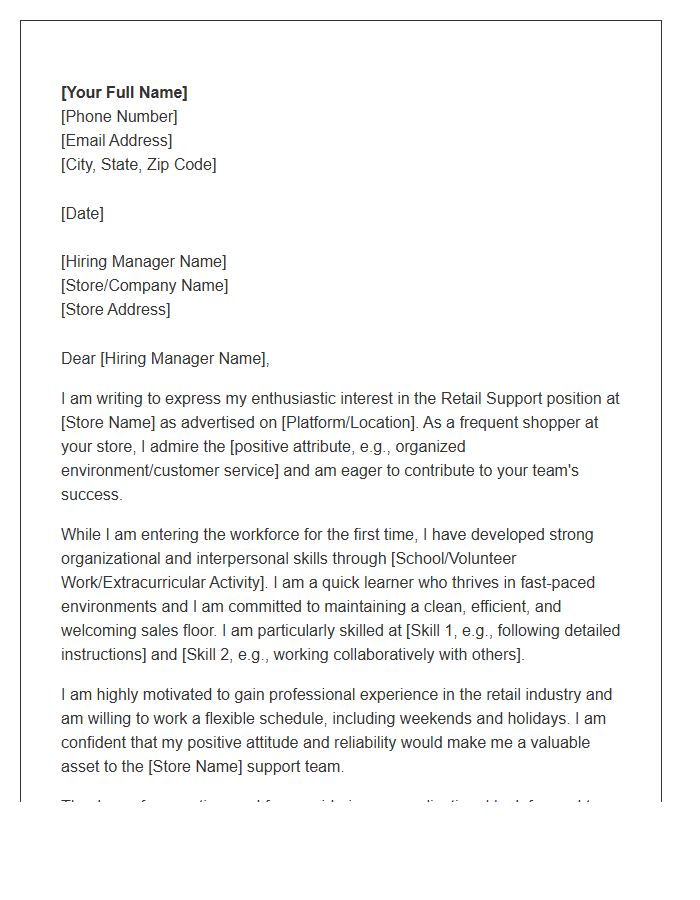 No Experience Retail Support Cover Letter Template