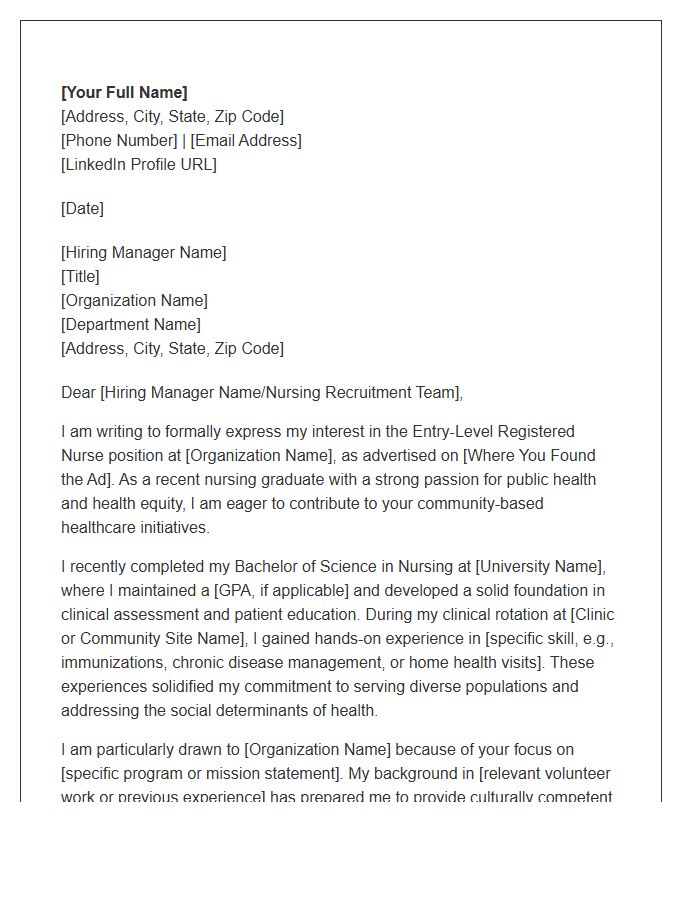 Community Health Entry Level Registered Nurse Cover Letter Template