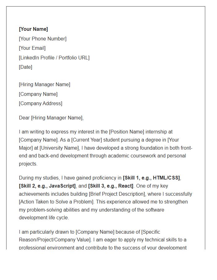 Junior Web Developer Cover Letter Template For Internship