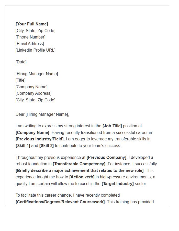 Entry Level Career Change Professional Cover Letter Template