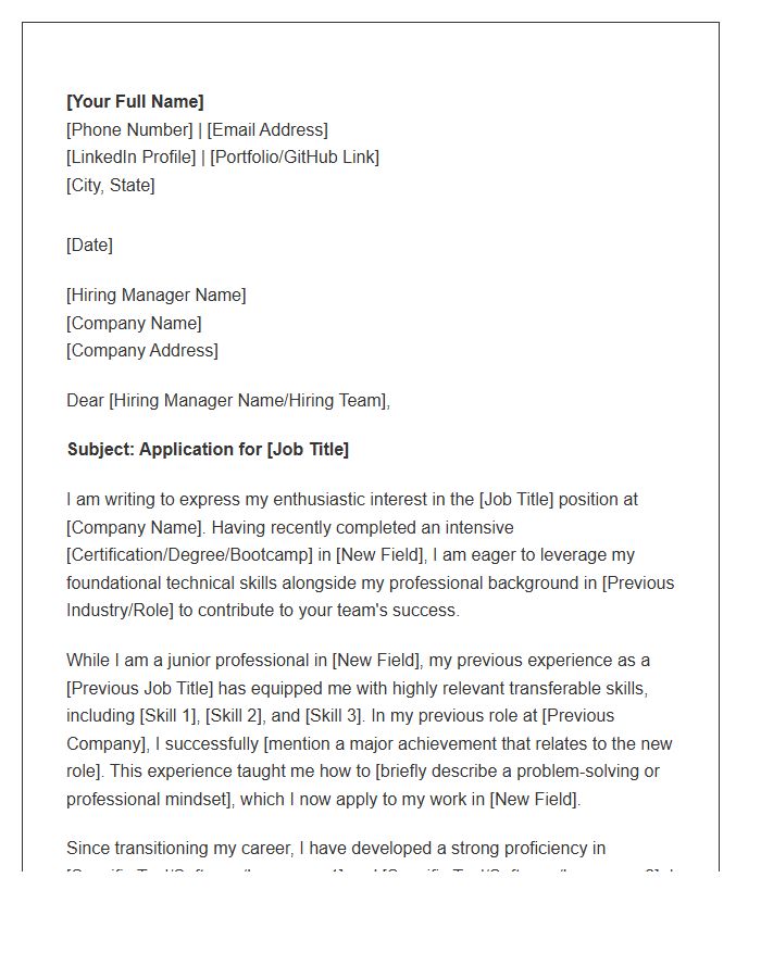 Junior Career Transition Professional Cover Letter Template