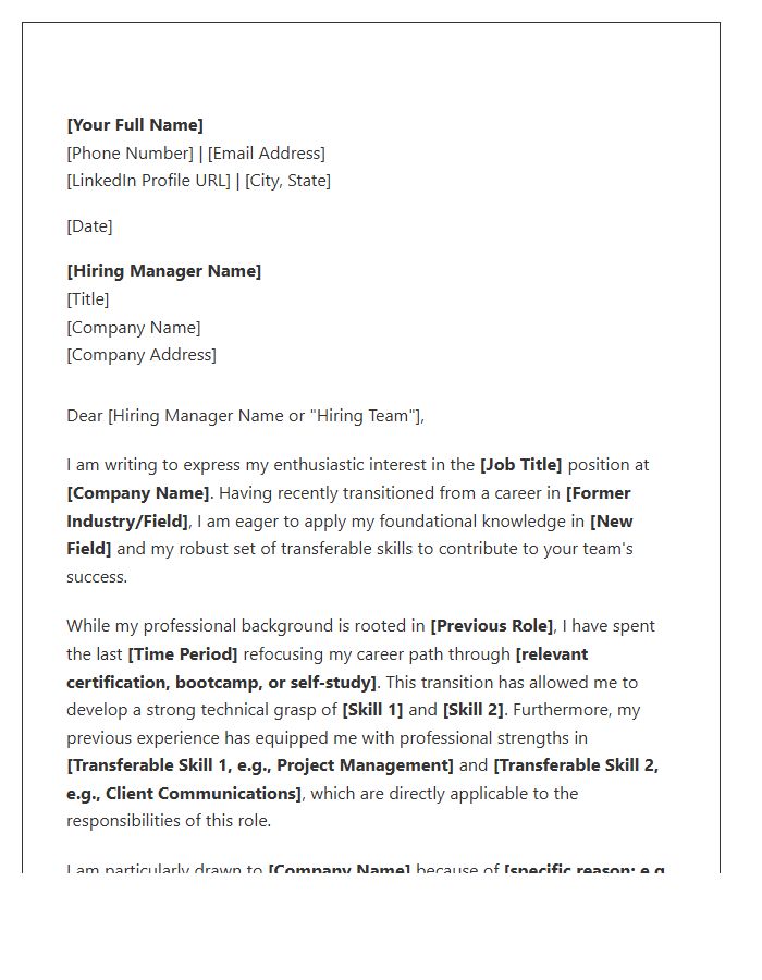 New Career Path Entry Level Cover Letter Template