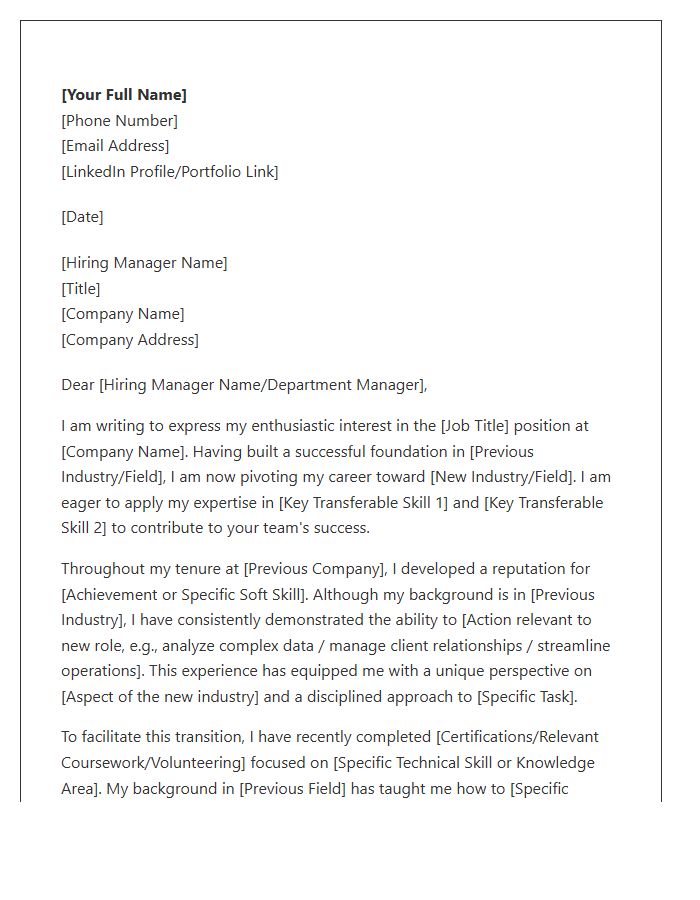 Professional Sector Change Entry Level Cover Letter Template