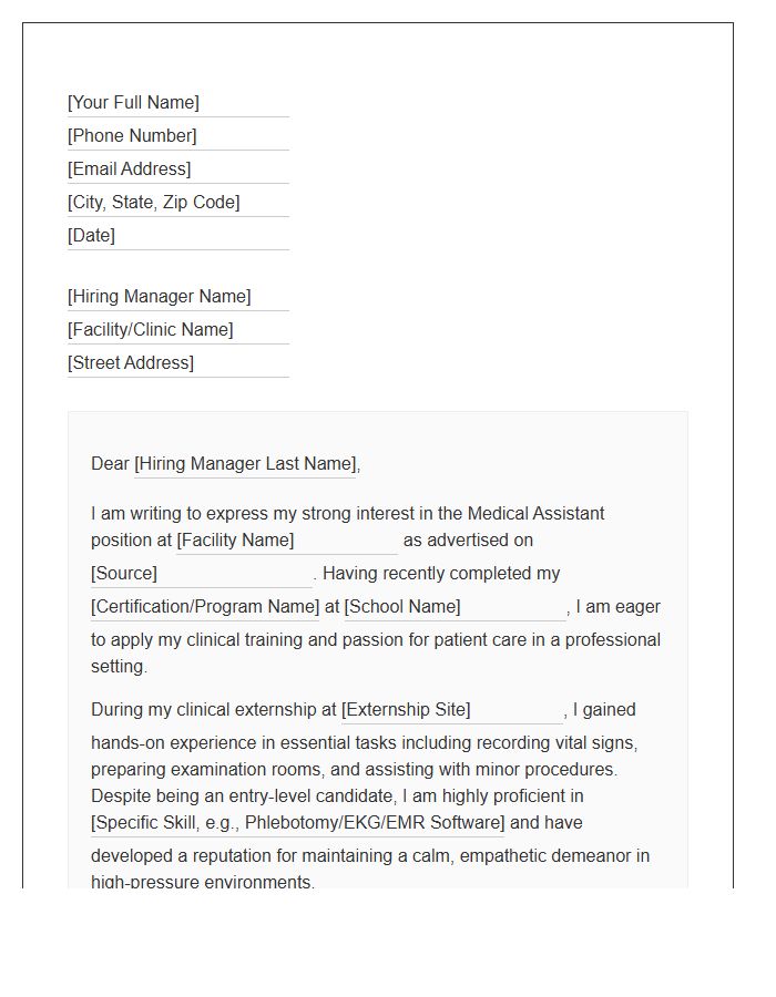 No Experience Medical Assistant Cover Letter Template