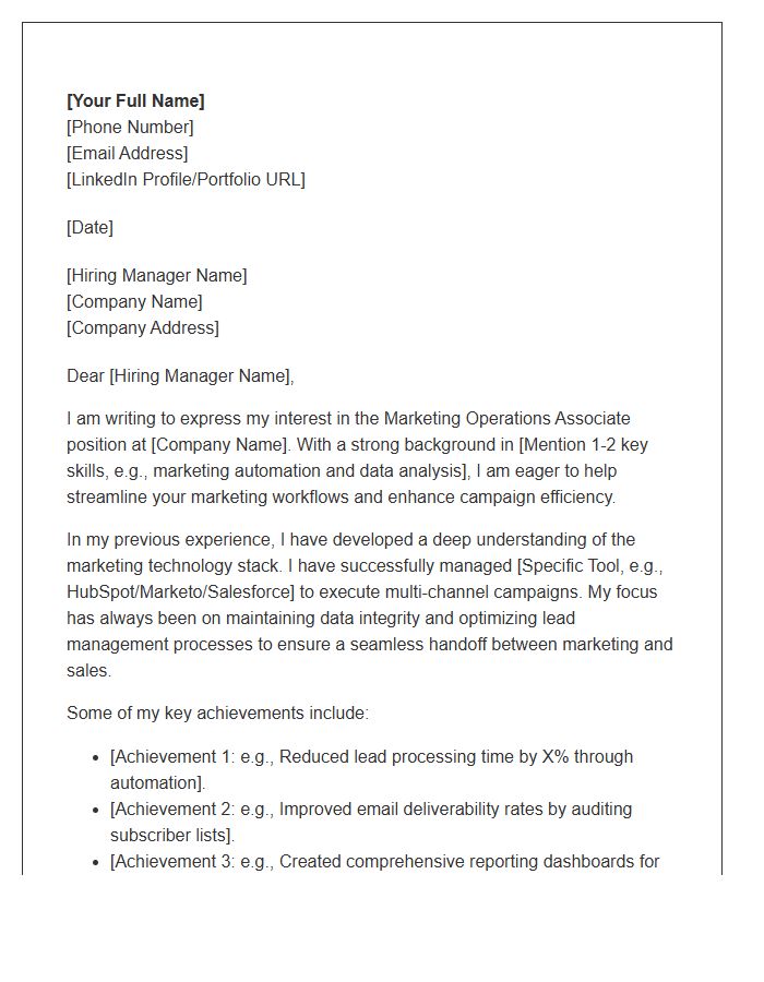 Marketing Operations Associate Cover Letter Template
