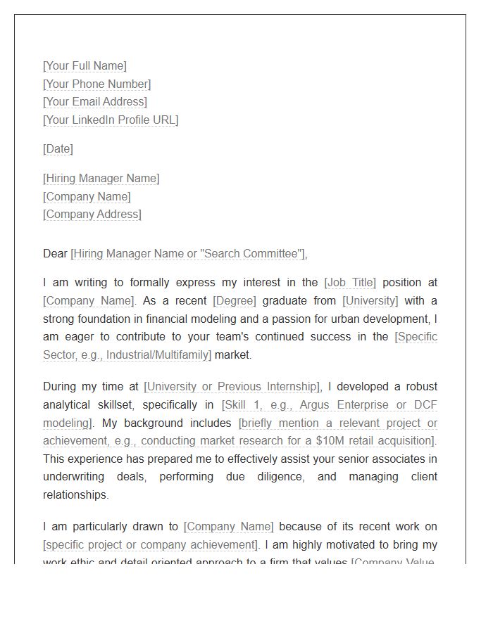 Commercial Real Estate Associate Cover Letter Template For Beginners