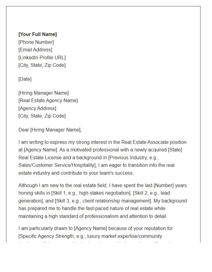 Real Estate Associate Cover Letter Template With No Experience