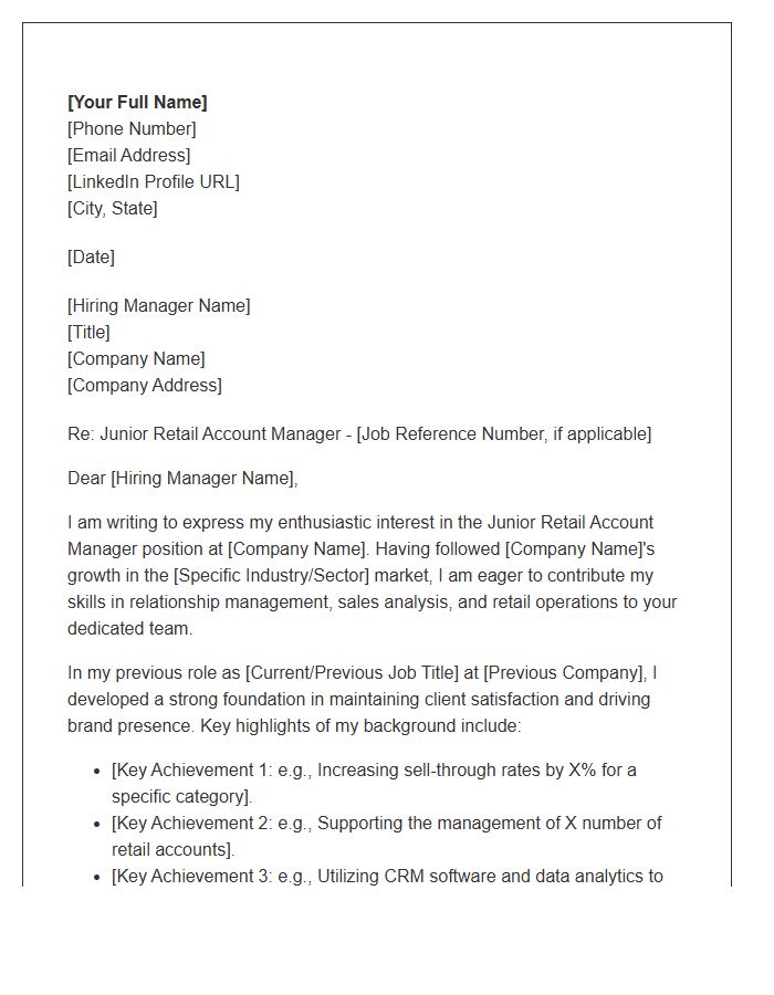 Junior Retail Account Manager Cover Letter Template
