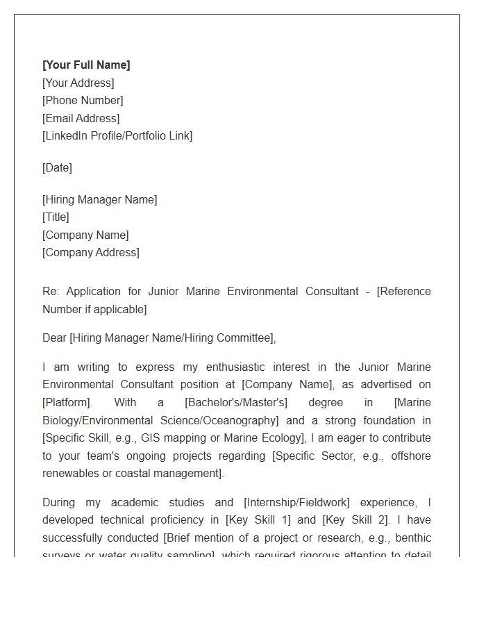 Junior Marine Environmental Consultant Cover Letter Template