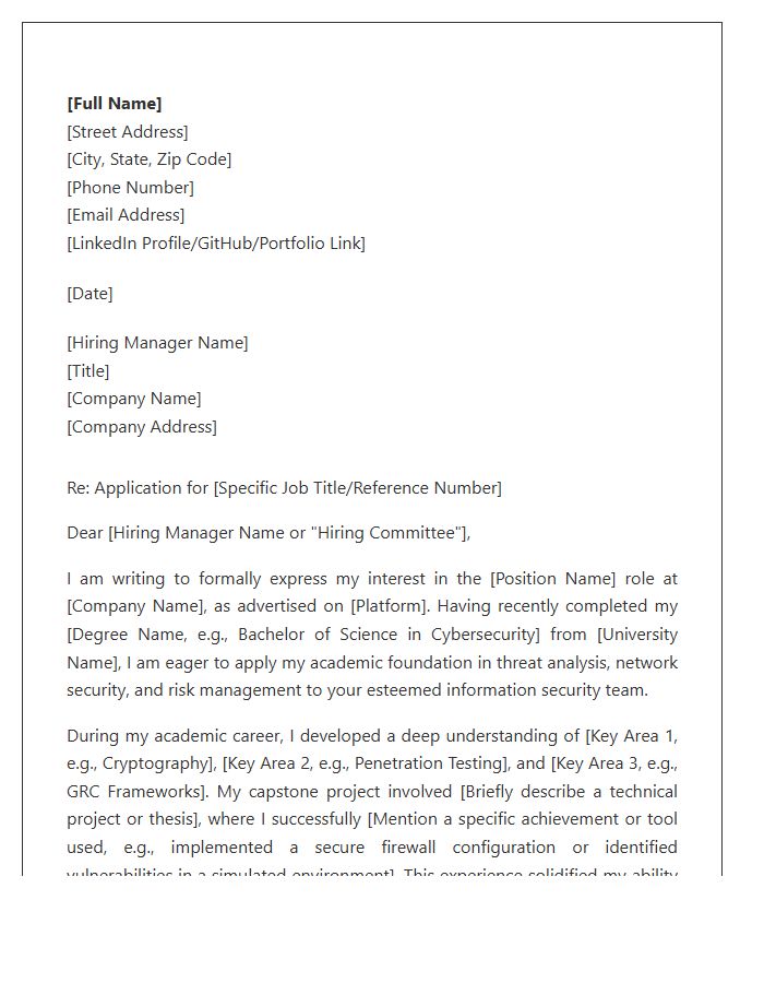 Information Security Graduate Cover Letter Template