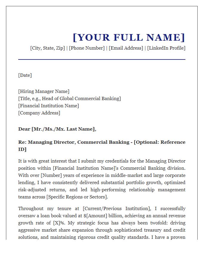 Commercial Banking Managing Director Cover Letter Template