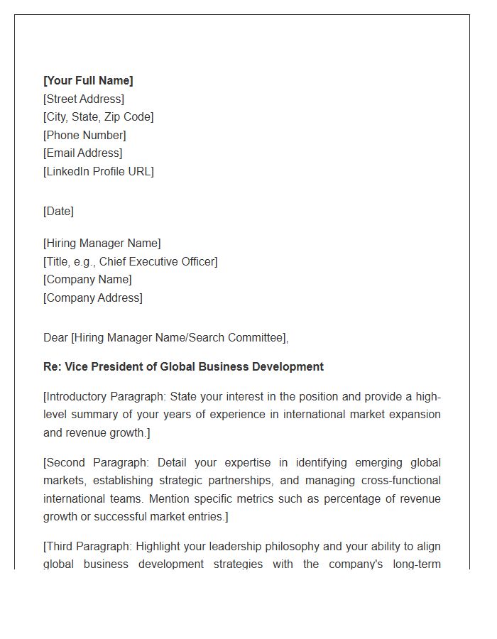 Vice President Of Global Business Development Cover Letter Template