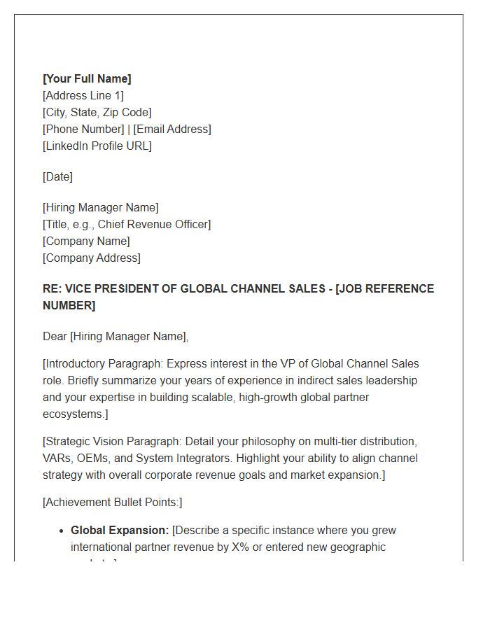 Vice President Of Global Channel Sales Cover Letter Template