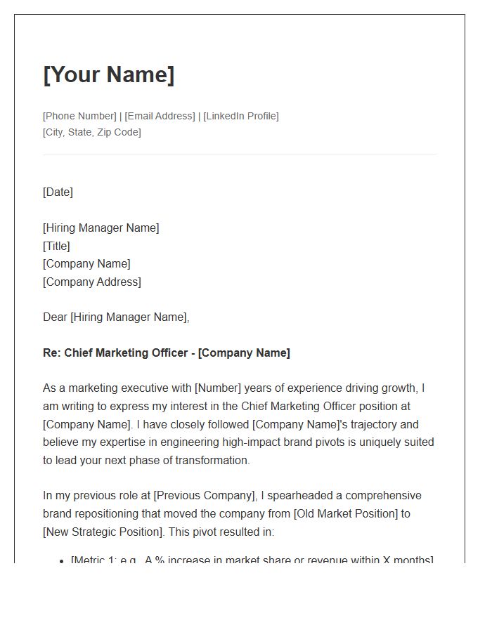 Chief Marketing Officer Brand Pivot Cover Letter Template