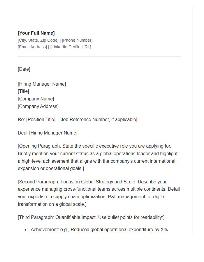 Global Operations Executive Career Move Cover Letter Template