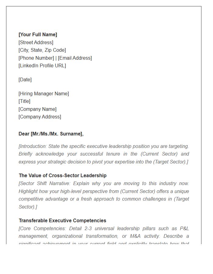 Senior Management Sector Shift Cover Letter Template