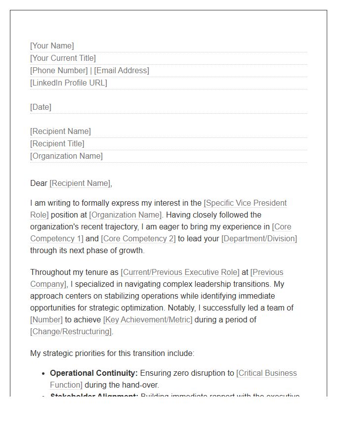 Vice President Leadership Transition Cover Letter Template