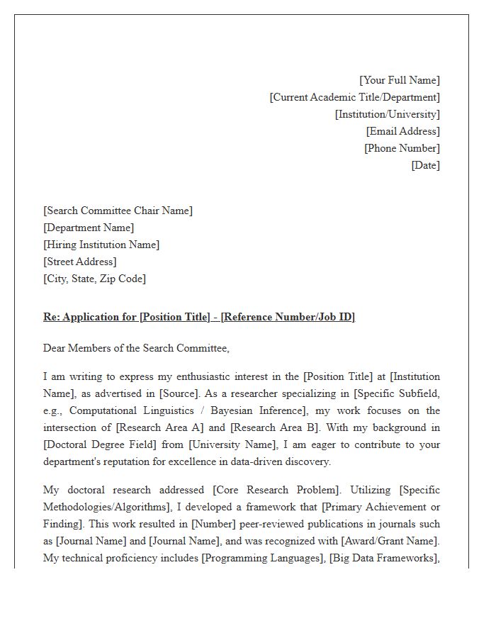 Academic Data Science Researcher Cover Letter Template