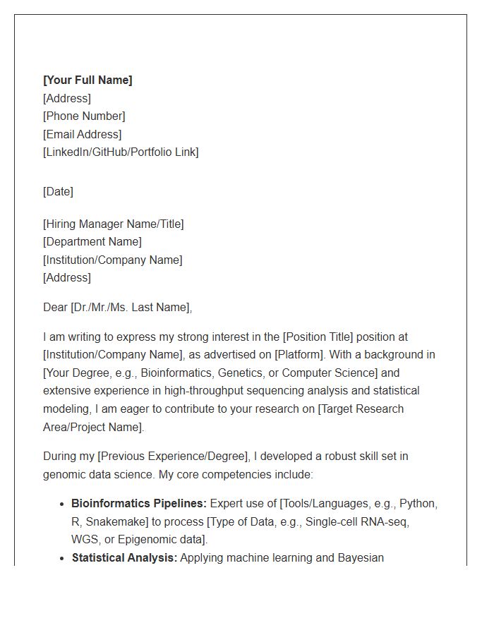Genomic Data Science Researcher Cover Letter Template