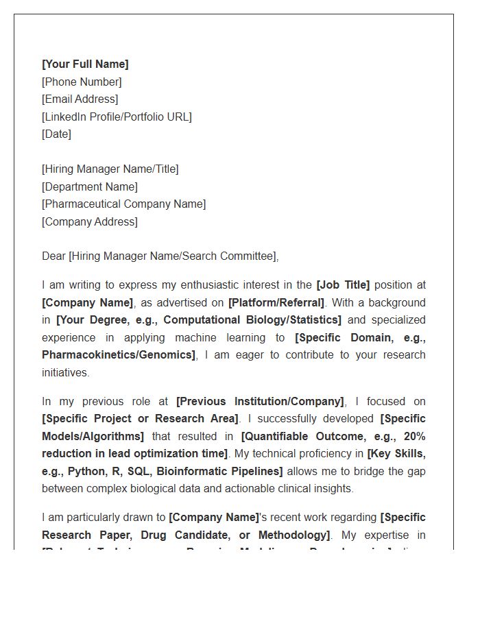 Pharmaceutical Data Science Research Cover Letter Template