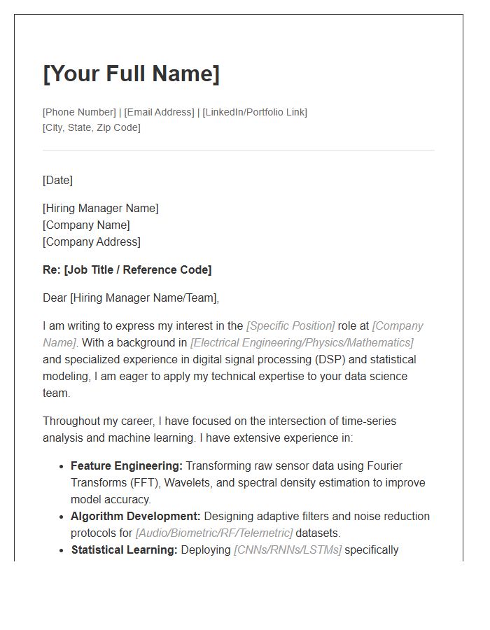 Signal Processing Data Science Cover Letter Template