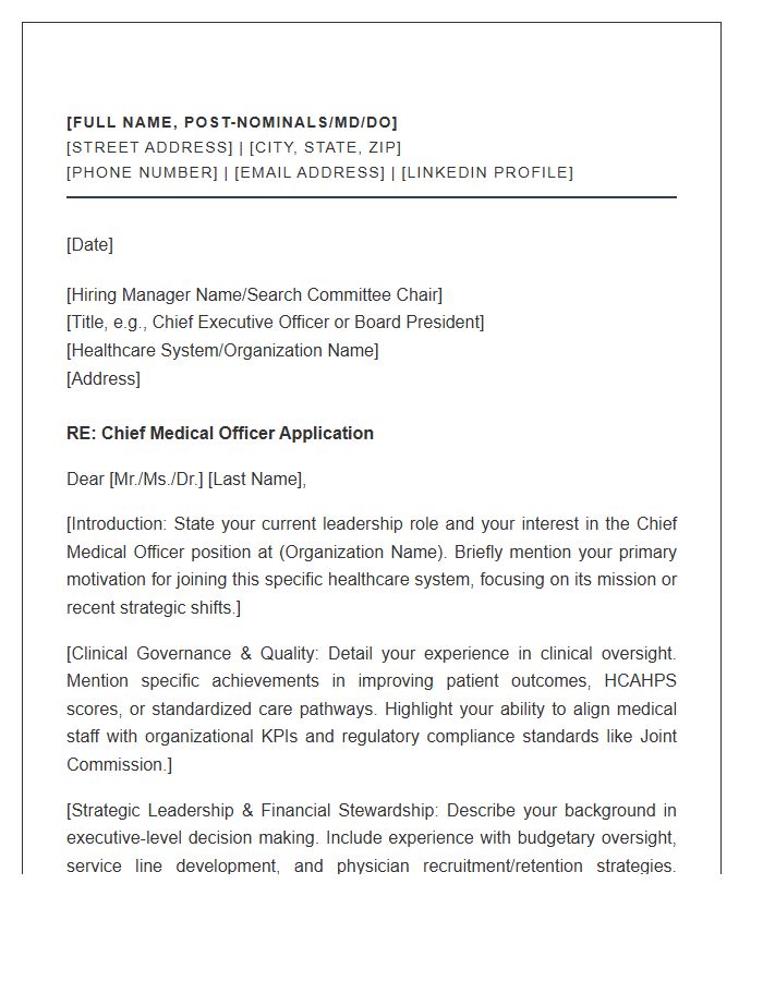 Chief Medical Officer Administration Cover Letter Template